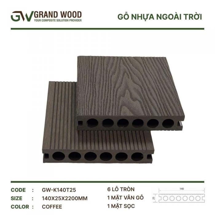 Sàn nhựa ngoài trời GW-K140T25 ( COFFEE)