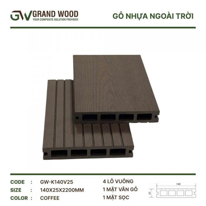 Sàn nhựa ngoài trời GW-K140V25( COFFEE)