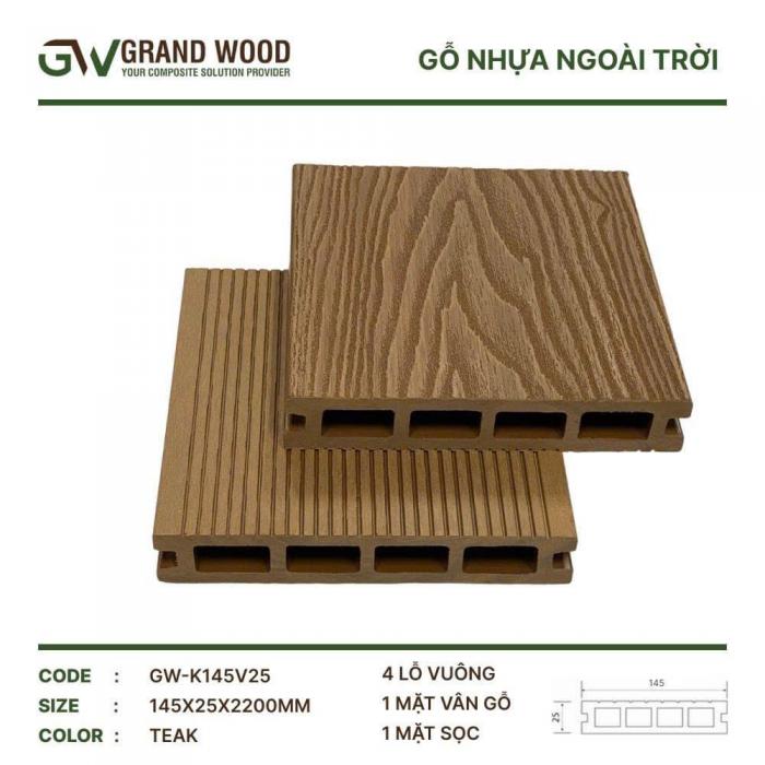 Sàn nhựa ngoài trời GW-K145V25 ( TEAK)