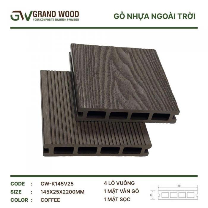 Sàn nhựa ngoài trời GW-K145V25 ( COFFEE)