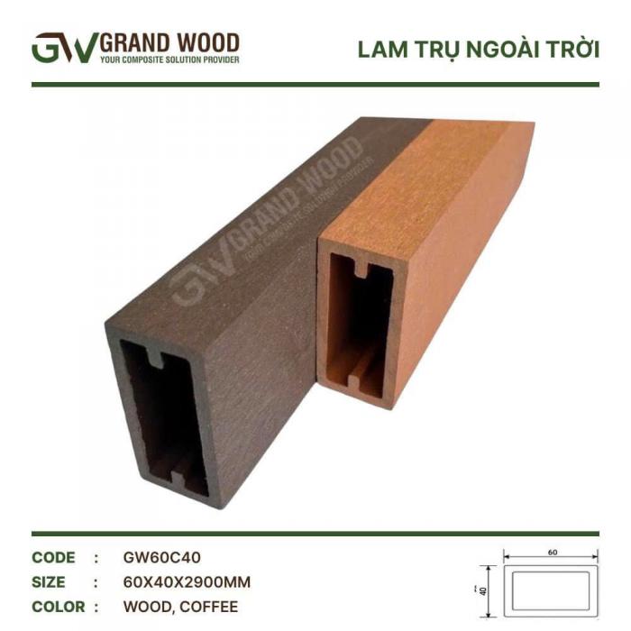 Thanh trụ NT 60X40 ( WOOD, COFFEE)